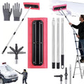 Adjustable Telescoping Snow Roof Rake(47-157in), Roof Snow Rake Removal Tool Set, Roof Rakes for Snow, EVA Push Plate Stainless Steel Telescopic Pole, for Roof Car Outdoor Snow Cleaning (2.8m/110in)