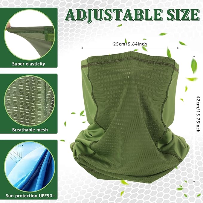 Geyoga Adjustable Cooling Neck Gaiter Breathable Summer Face Mask with Mesh Holes Strap UV Protection Neck Cover for Men