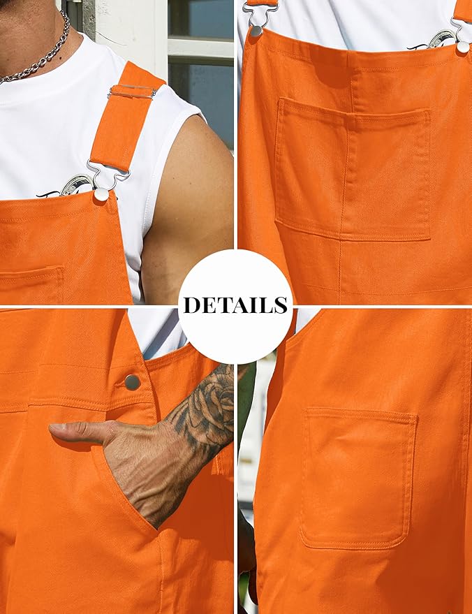 Overalls for Men Fashion Coveralls Work Utility Denim Women Bib Jumpsuit with Pockets
