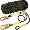 TRSMIMA Rope Harness Safety Lanyard：150ft Vertical Roofing Rope with Grab Snap Hooks Shock Absorber - Fall Protection Tree Climbing Line Kit Heavy Duty Roof Safety Equipment ANSI CE