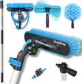 IGADPole 17 FT Water-Fed Washing Kit with Soap-Dispenser, Brush, 10″ Squeegee & Cobweb Duster for Windows, Gutters, Solar Panels & Exterior Walls
