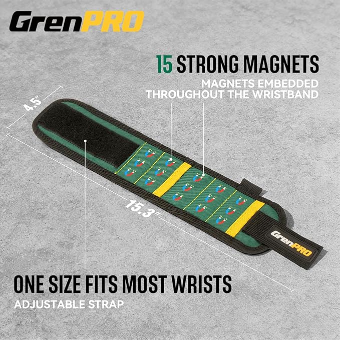 Magnetic Tool Wristband with 3 LED Flashlights Heavy Duty Oxford Belt for Holding Screws Nails Bits Cool Gifts for Men Dad Husband Him