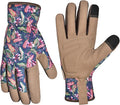 Gardening Gloves for Women and Men, Garden Gloves with Touch Screen, Thorn Proof Puncture Resistant Working Gloves, Gardening Gifts for Women,Blue-brown flowers M