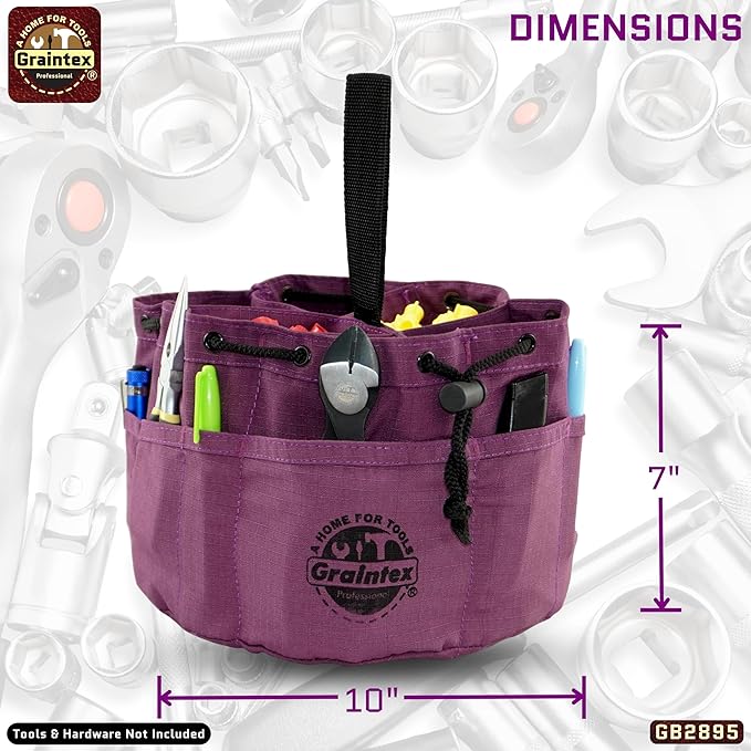 Graintex 18 Pockets Grab Bag Rip-stop Canvas Drawstring Closure, Small Part Organizer Pouch, Small Tools, Screws, Parts, Parachute Tool Bag for Efficient Storage - Purple