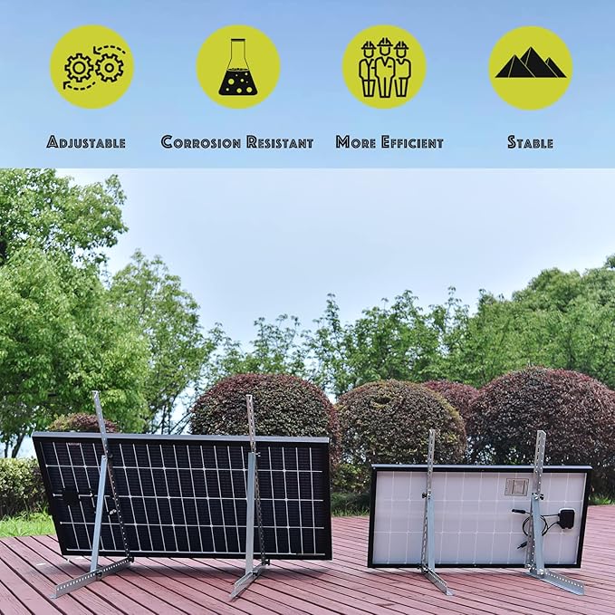 JJN 41" Solar Panel Mount, 0 to 90° Adjustable Solar Panel Mounting Brackets, Aluminum Stand Supports Single Panel from 100W to 300W with Foldable Tilt Legs for Flat roof, Ground,RV Boat