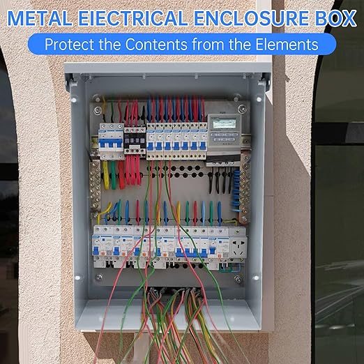 Steel Outdoor Electrical Junction Box, 12 X 10 X 6'' Outdoor Electrical Box Waterproof with Mounting Plate, Wall Mounted Lockable Electrical Junction Box for Indoor/Outdoor
