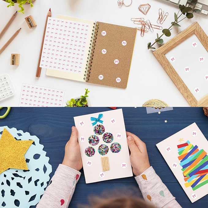 2400 Pcs Small Sticker for Kids,Mini Bow Sticker Cartoon Paper Small Decals Cute Self-Adhesive Stickers for Summer Party Envelopes Scrapbook Gifts DIY Supplies,0.5in（Bow）