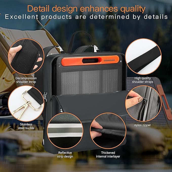 Solar Panel Storage Bag, Compatible With Jackery SolarSaga 100W 100X200W -1680D Marine Canvas+400D Nylon Lining, Suitable for 2 Solar Panels, Waterproof and Durable Solar Panel Carrier