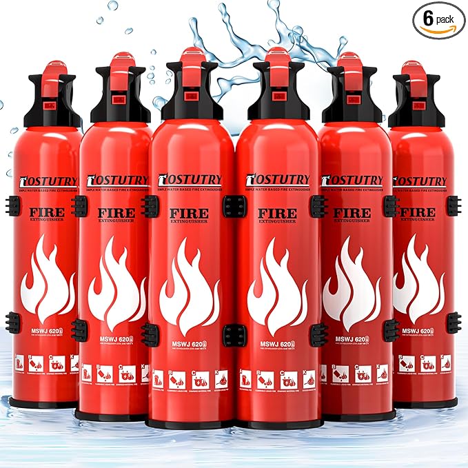 Upgraded 8-IN-1 Fire Extinguisher for Home Vehicle Car Kitchen Boat, Small Fire Extinguishers Spray with Mount for Class A B C K Fire, Portable Easy Clean (6 Pack)