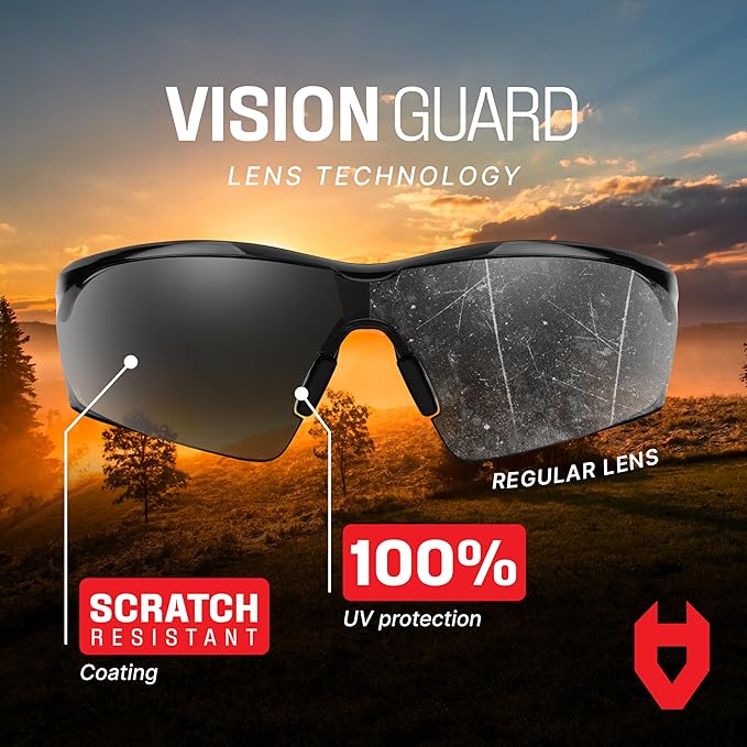 NoCry Safety Sunglasses with Green Tinted Wraparound Lenses; Tinted Safety Glasses for Men and Women with Adjustable Arms & No-Slip Grips; Work Glasses with UV 400 Protection; ANSI Z87.1 Rated