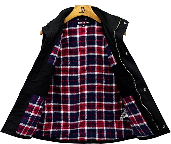 BOCOMAL FR Jacket Insulated Flame Resistant Duck Hooded Coat Outwear&Vest Light Water Repellent and Oil Resistant.