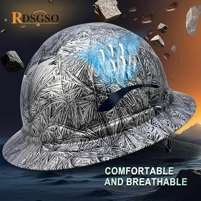 Full Brim Industrial Safety Helmet ANSI/ISEA Z89.1 Type I Class C Certified Hard Hats 6-Point Suspension Lightweight Vented for Construction, Logging, Outdoor Work RGS-B6