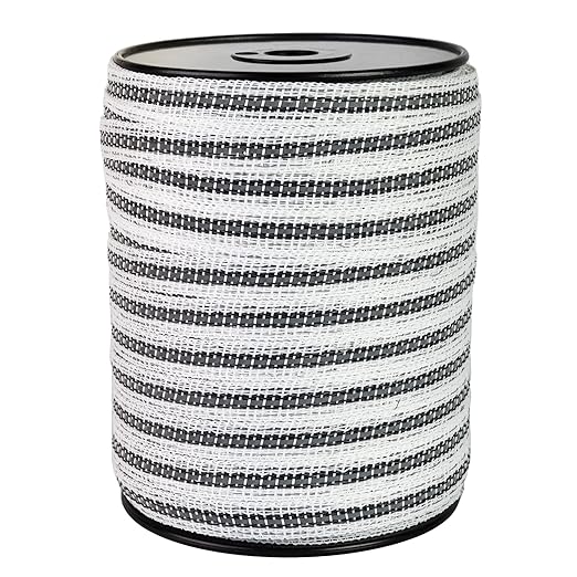Upgraded Electric Fence Poly Tape with Reflective Strip, 656ft(200m) Horse Fencing Tape, 3/5"(15mm) Fence Tape, 4 x 0.18mm Strong Stainless Steel Conductors
