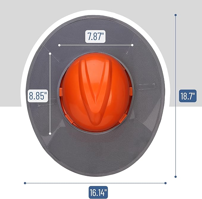 UNCO Industrial Hard Hat Sun Shield, Grey, Mesh, Reflective, Full & Standard Brim, Hard Hat Accessory