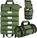 Tool Bag,Large Roll Up Tool Bag Organizer,13 Pockets Tool Roll Storage Pouch,Heavy Duty Portable Tool Storage Carrier Bag for Men,Mechanic,Electrician,Valentines Day Gifts for Men,Green