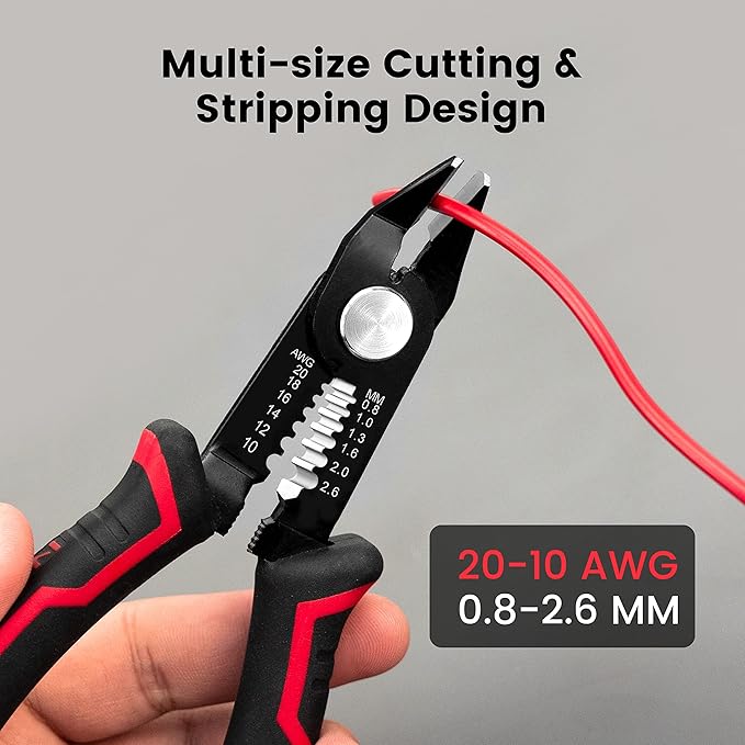 KAIWEETS Wire Cutters 6-Inch Flush cutter with Supplementary Stripping, Cutting Pliers, Handy and Slim Diagonal Cutters, Side Cutting Pliers, Sharp Snip, Safety Lock