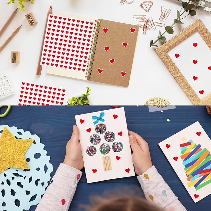 2400 Pcs Small Sticker for Kids,Heart Paper Decals,Self-Adhesive Stickers for Envelopes Scrapbook Gifts DIY Supplies,0.5in（Heart）