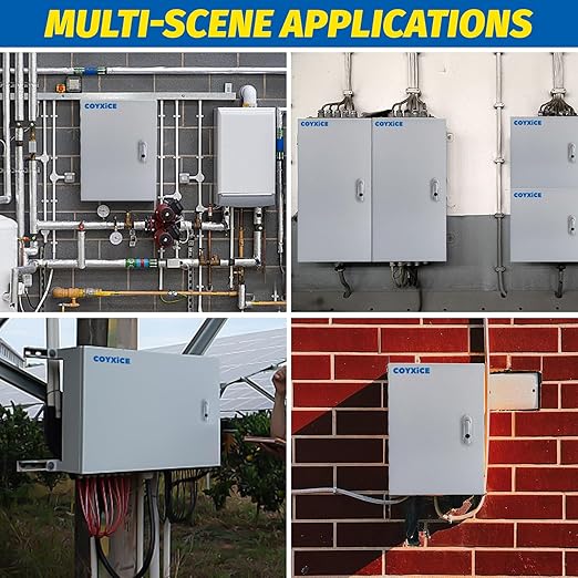 Electrical Box 16 x 12 x 8'' Steel Electrical Junction Box，NEMA 4X Steel Enclosure Box，Indoor&Outdoor Electrical Box Waterproof & Dustproof，Wall Mounted Universal，with Lock & Mounting Plate