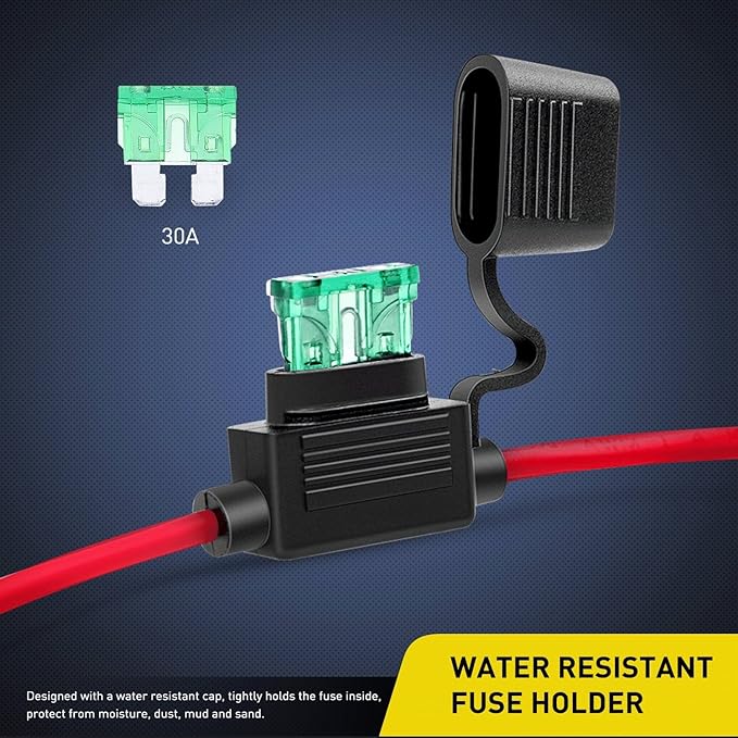 Nilight GA0004 5Pack 12AWG Inline Wiring Harness 12 Gauge ATC/ATO Automotive Holder with 30A Fuse Blade Standard Plug Socket-5 Pack, 2 Years Warranty