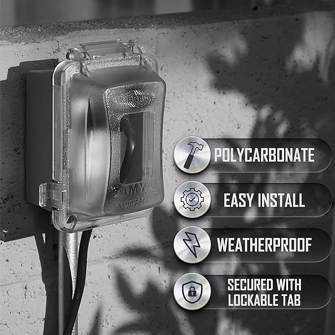 TayMac MM420C 1-Gang Nonmetallic Extra Duty Weatherproof In-Use Horizontal/Vertical 16-in-1 Standard Cover, 2.75 in, Clear