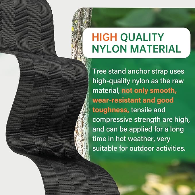 Quick-Connect Tree Strap for Hunter Safety System, Climbing Tree Stand Hunting Harness Belt with Safety Carabiner, Outdoor Hunting Equipment Accessories