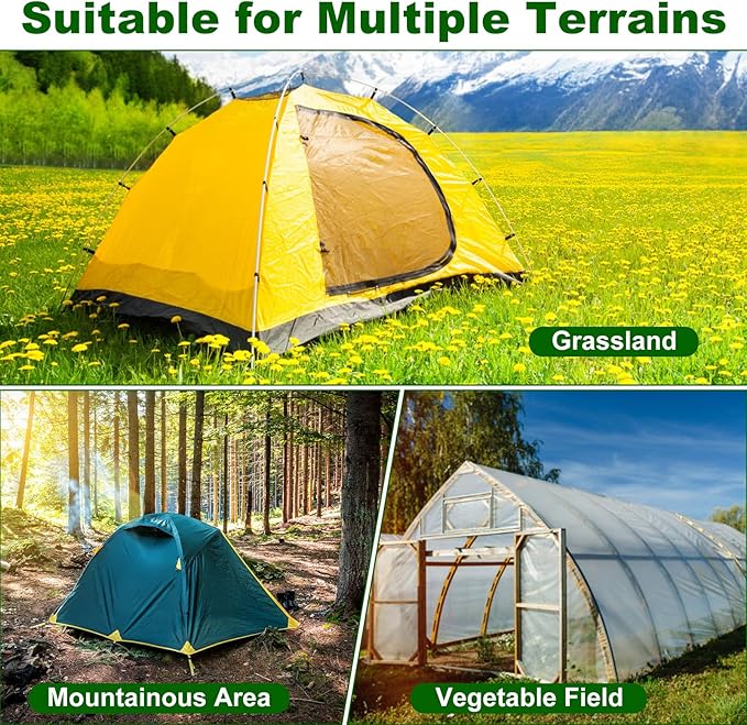 Ground Anchors Screw in Kit, 18 Inch Spiral Trampoline Anchors with Reinforced Blade, Ground Stakes High Wind Heavy Duty for Camping Tent Swing Set Carport Shed Mobile Home Dog Tie Out, 4 Pack