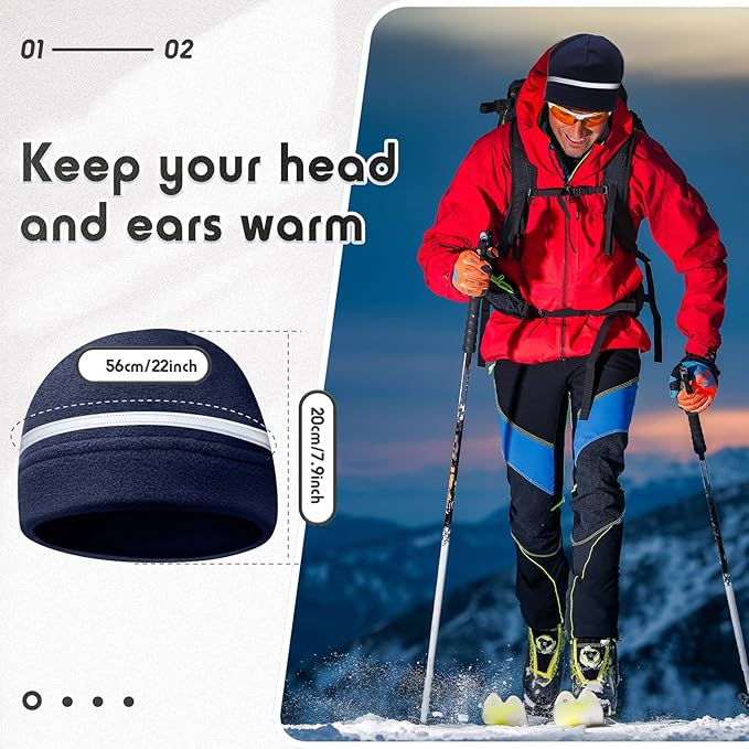 3 Pieces Safety Beanie High Visibility Reflective Beanie Hat Unisex Winter Security Beanies for Outdoor Night Works, Sports