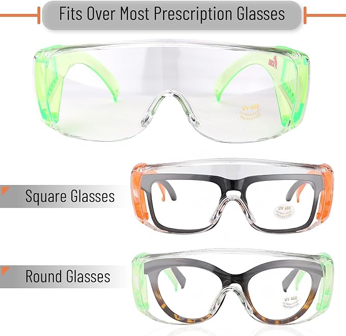 UNCO- Safety Goggles Over Glasses, Protective Goggles, Anti Fog, Work, Safety Glasses Over