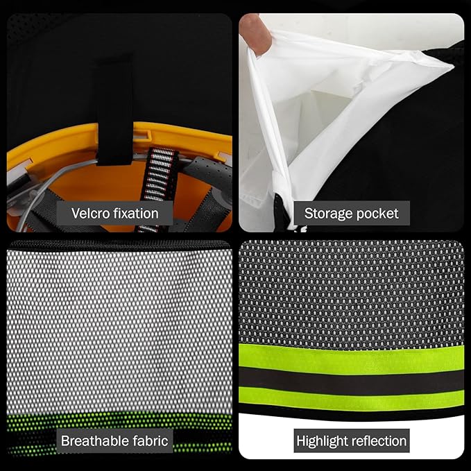 TCCFCCT Hard Hat Sun Shade Full Brim, Mesh High Visibility Hard Hat Visor Neck Shade Accessories, (Hats Not Included), Black 3 Packs