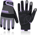 HANDLANDY Work Gloves for Women, Breathable Leather Gardening Glove for Yard Maintenance, Hand Protection with Touch Screen