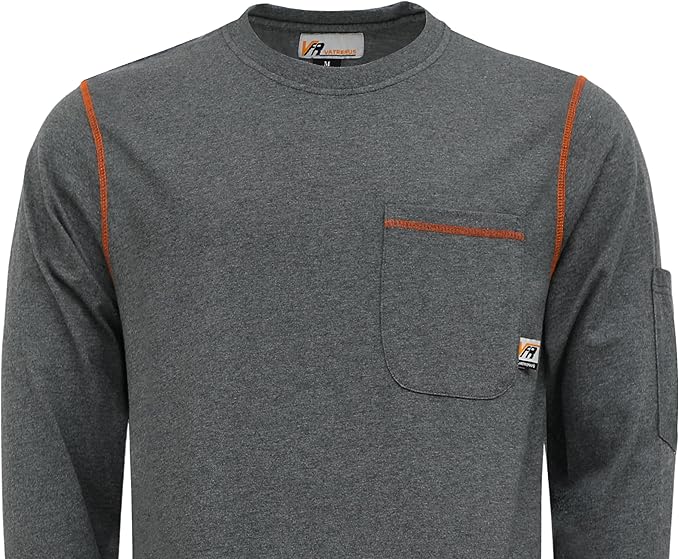 VATRENUS FR Shirts Crewneck 5.5oz Lightweight Flame Resistant 100% Cotton Men's Pre-Washed Fire Retardant Workwear