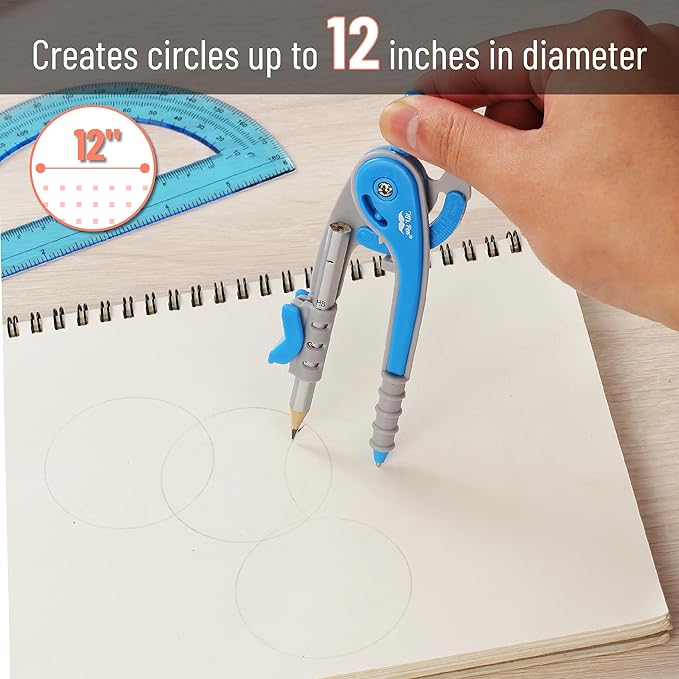 Mr. Pen- Compass and Protractor Set, Math Compass for Geometry and Drawing