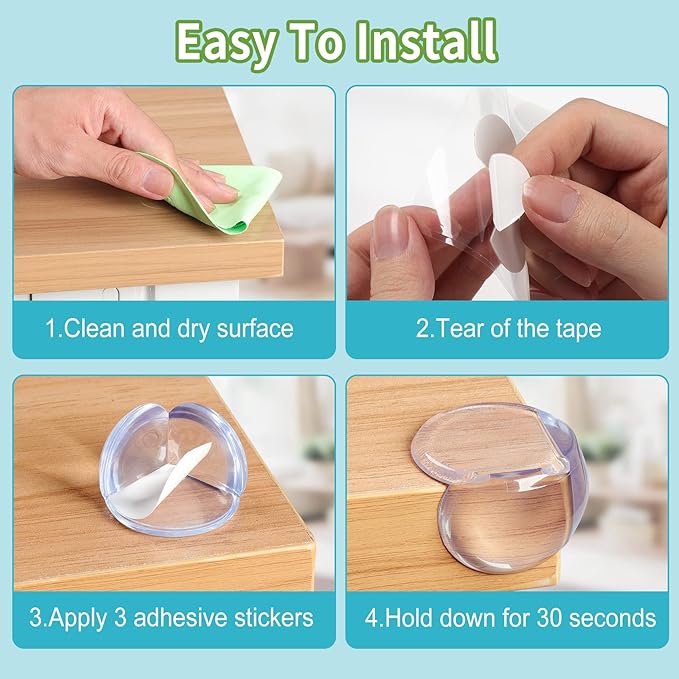 Corner Protector for Baby: Baby Proofing Safety Corner Clear Furniture Tablet Corner Protection| Protectors Guards, Baby Proof Bumper & Cushion to Cover Sharp Furniture & Table Edges (24 Count Round)