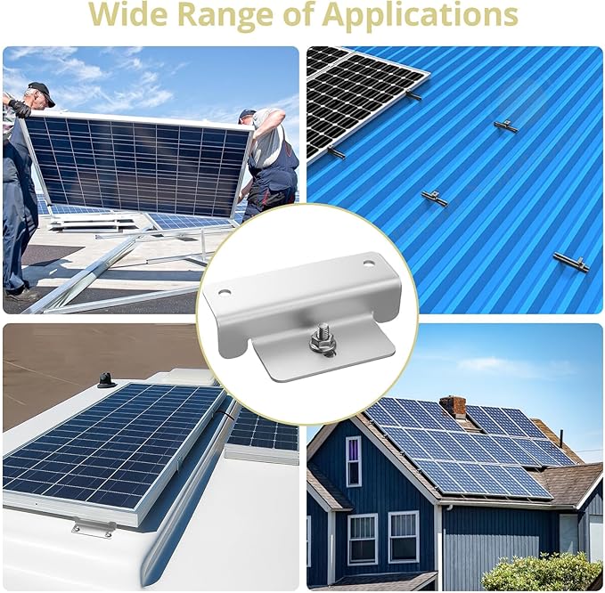 Anbte 16PCS Solar Panel Mounting Z Brackets, Aluminum Solar Panel Mounting Bracket 304 Stainless Steel Screws, Stable, Rust - Resistant, Easy Install for Roof, RV, Boat, Yacht, Silver