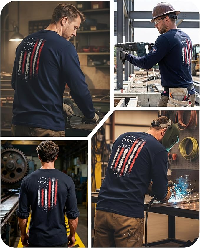 BOCOMAL FR Shirts Henley 7oz Midweight Fire Resistant Clothing NFPA2112 CAT2 Men's Flame Retardant Work Shirt