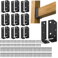 10PASK Metal Deck Railing Bracket Connector, Adjustable Fence Bracket for Vinyl Fence Panel to Post, for Deck, Railing Wood Post, Porch Handrail, Beam Hanger (Black)