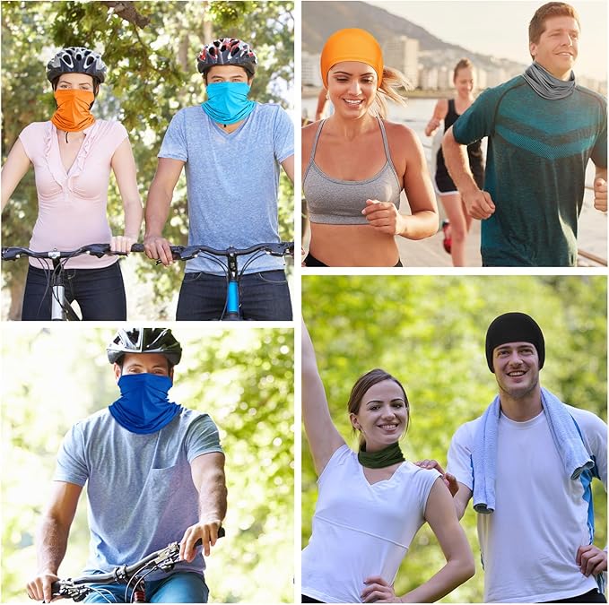 Geyoga 6 Pieces Summer UV Protection Cooling Neck Gaiter Face Clothing Neck Gaiter Mask Scarf Sunscreen Breathable Bandana