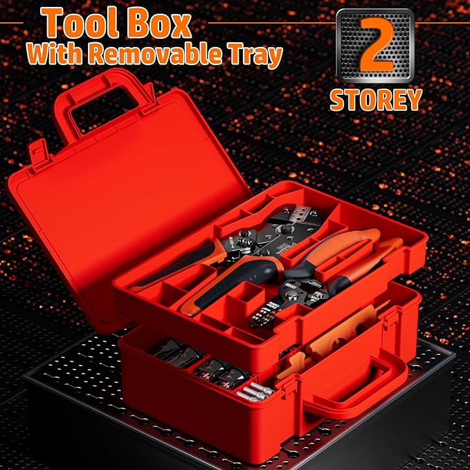 PEBA Crimping Tool and Solar Connectors Kit, Solar Crimper for AWG 16-10 Solar Panel Cable Wire, with 12 Pairs IP68 Solar Connectors & Stripping Pliers | Ratchet Crimp Tool Kit - Solar Installation