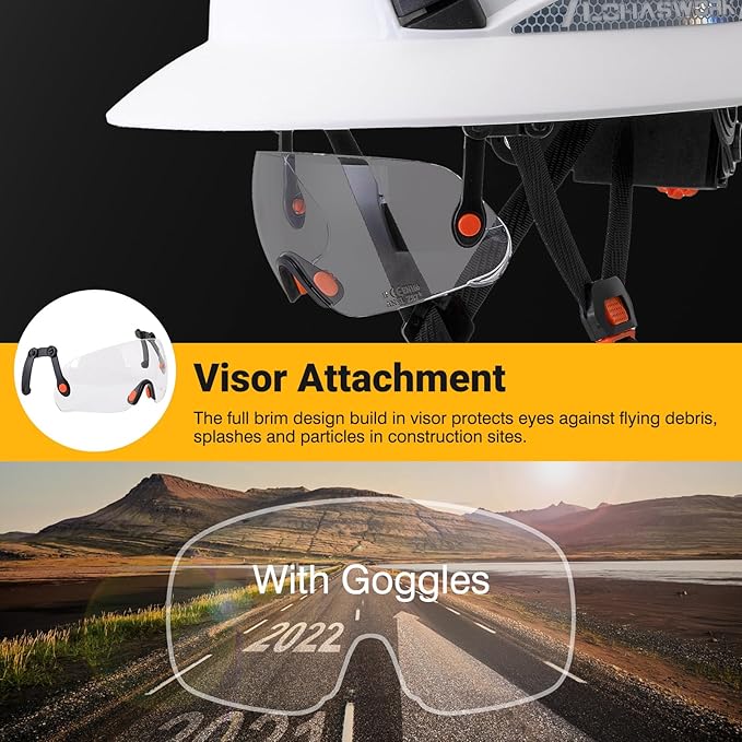 Full Brim Hard Hat Construction OSHA Approved Vented Hard Hat Cascos De Construccion Adjustable Cool Vent Work Safety Helmet for Men and Women