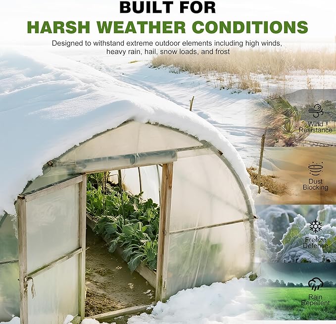 Plastic Sheeting 6 Mil, 8x25 FT, Heavy Duty, Greenhouse Plastic Polyethylene Film, UV Resistant, Tear-Proof, for Garden, Agriculture, Painting, Floor Protection