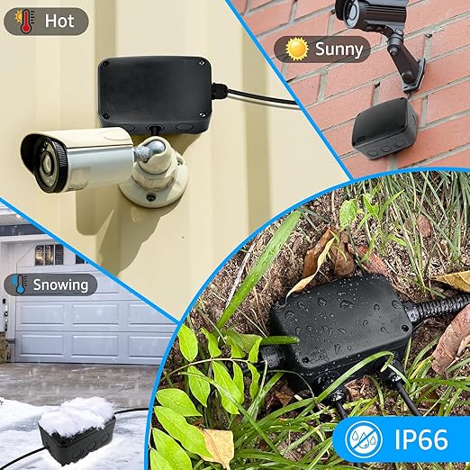 SuperInk Black Outdoor Junction Box, IP66 Waterproof Electrical Enclosure, PVC ABS Weatherproof Project Box, 4.9 x 3.3 x 2.3 Inch, Compact Electrical Case for Garden, CCTV and DIY Wiring,2PCS