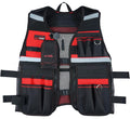MELOTOUGH Tool Vest for Men Reflective Safety Tool Vest with Adjustable Straps,Removable Phone Holder for Electrical,Carpenters,Construction(Red)