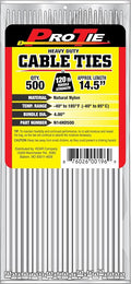 Pro Tie N14HD500 14.5-Inch Heavy Duty Standard Cable Tie, Natural Nylon, 500-Pack