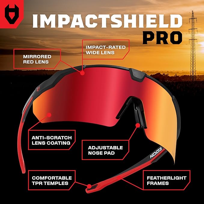 NoCry ANSI Z87 Sunglasses For Men or Women with Anti-Scratch and 100% UV Protection — High Contrast Lens Tinted Safety Glasses for Men — Perfect Z87 Safety Glasses or Safety Sunglasses