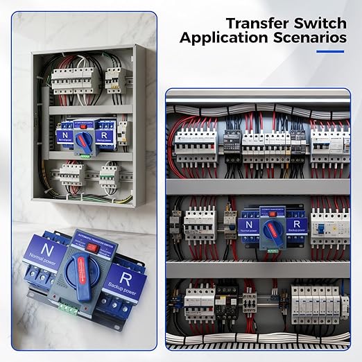 Automatic Transfer Switch 2P 63A 110V Generator Changeover Switch 50HZ/60HZ for Home, Office and Public Spaces