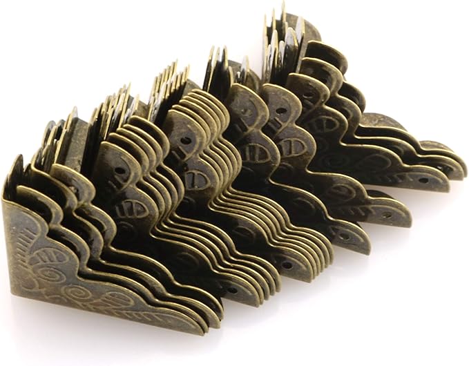 Tegg Box Corner Protector 20PCS Antique Brass Triangle Rattan Carved Wood Case Edge Guard