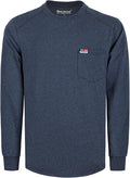 BOCOMAL Men's FR Shirts Long Sleeve Crewneck EX Soft Heather Series 6oz Midweight Flame Resistant Work T Shirt CAT2