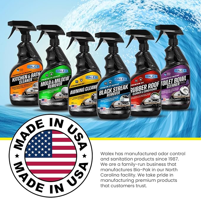 Walex RV Awning Cleaner - Safe for Vinyl & Fabric, Dissolves Tough Stains, Mold, Mildew, Dirt, Bird Droppings & More; Extends Awning Lifespan for RVs, Campers, Trailers & Motorhomes, 32 oz