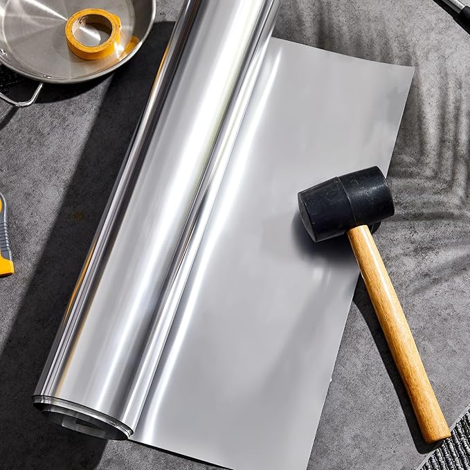 Therwen 1 Roll Aluminum Flashing Roll Metal Aluminum Roof Panels 0.2 mm Thickness Roof Flashing Strip for Sealing Windows Doors Siding Backyard Stains Moss and Mildew Prevention (20"x 10')