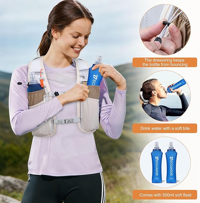 Running Vest Hydration Backpack for Men Women, 5L Lightweight Running Backpack Hydration Pack for Marathon, Trail, Cycling, Hiking, Jogging